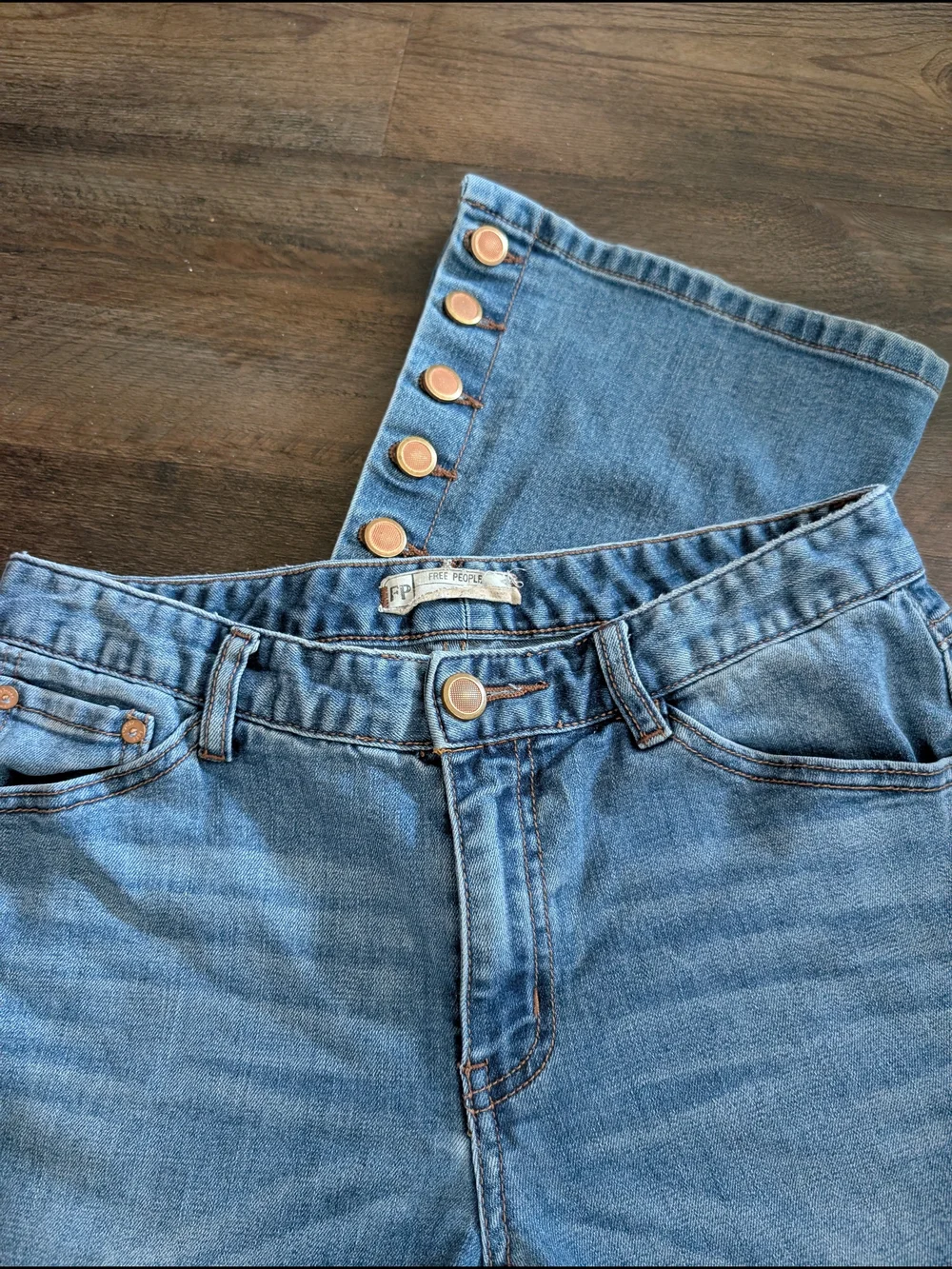 Free People Skylar Flare Jeans with Side Button Detail Size 27